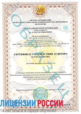 Образец сертификата соответствия аудитора №ST.RU.EXP.00014300-1 Ванино Сертификат OHSAS 18001